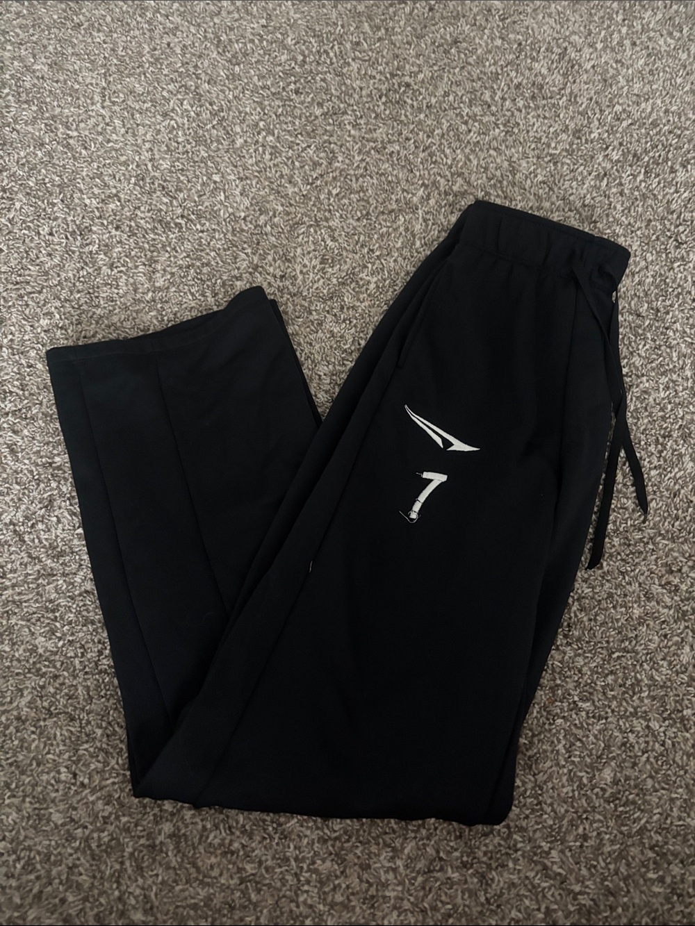 Nike Black Straight-Leg Women's Track Pants with White Logo